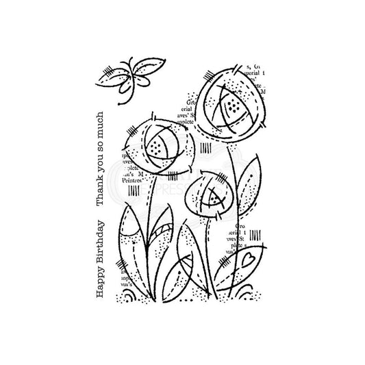 woodware flower blooms clear stamp