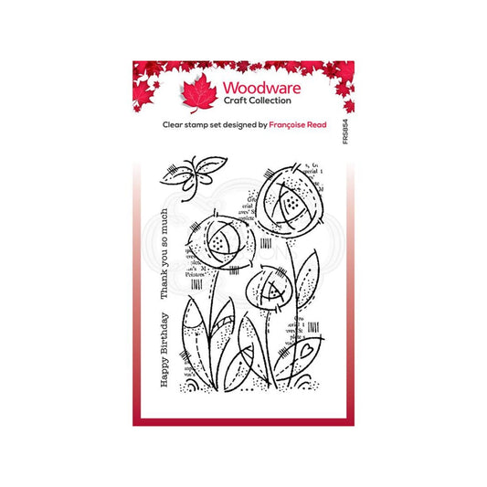 woodware flower blooms stamp