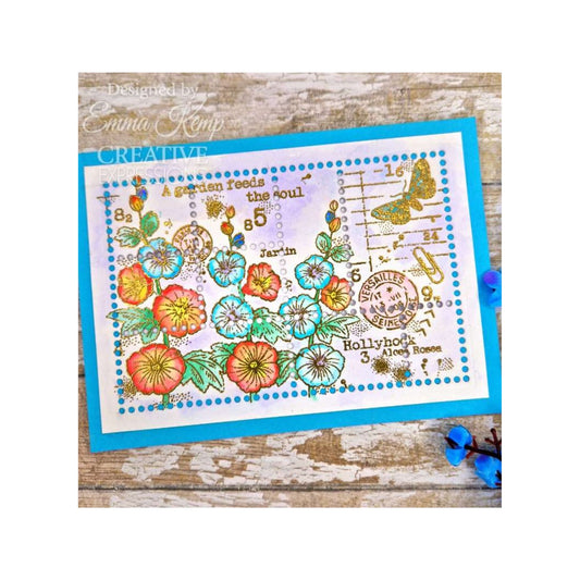 woodware hollyhocks sample card