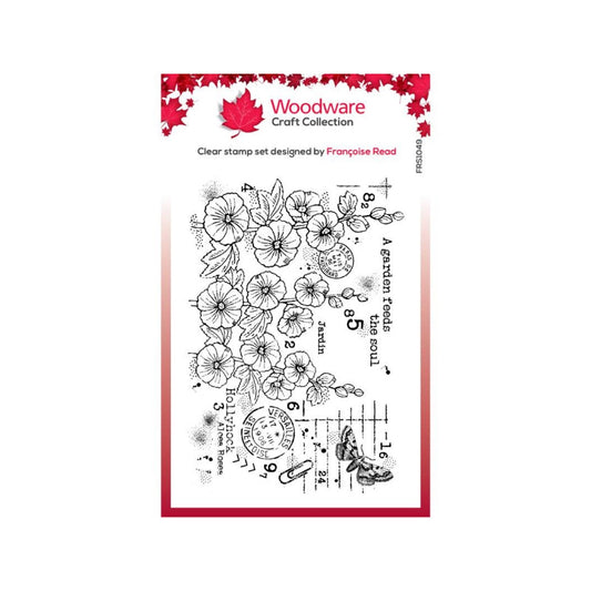 woodware hollyhocks stamp