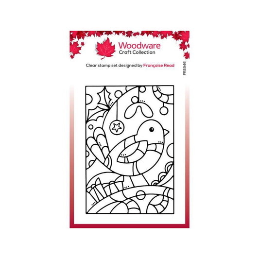woodware robin panel clear stamp