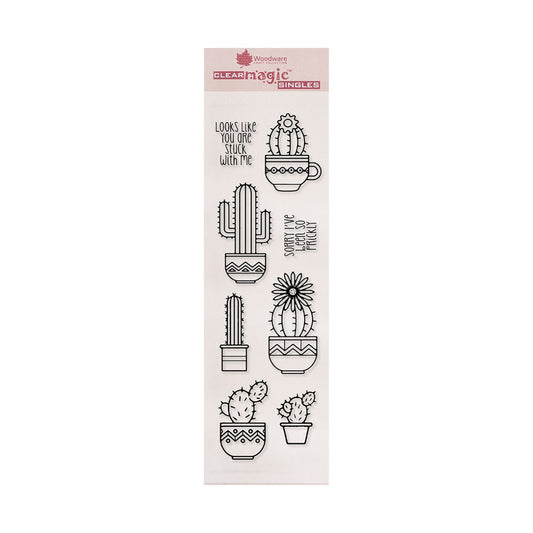 Sheet of clear stamps with cactus designs from Woodware