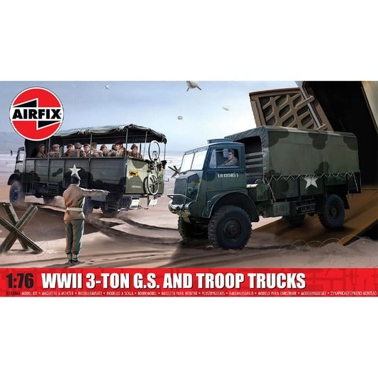 Airfix Military Vehicle WWII 3-Ton G.S and Troop Trucks &nbsp;1:76&nbsp; &nbsp;A03306A