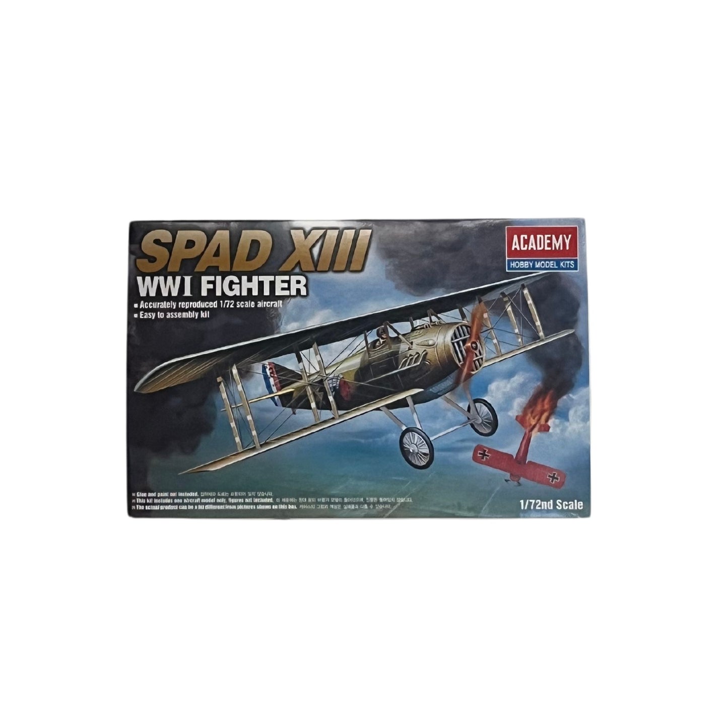 Academy aeroplane model kit SPAD XIII WWI Fighter 1:72