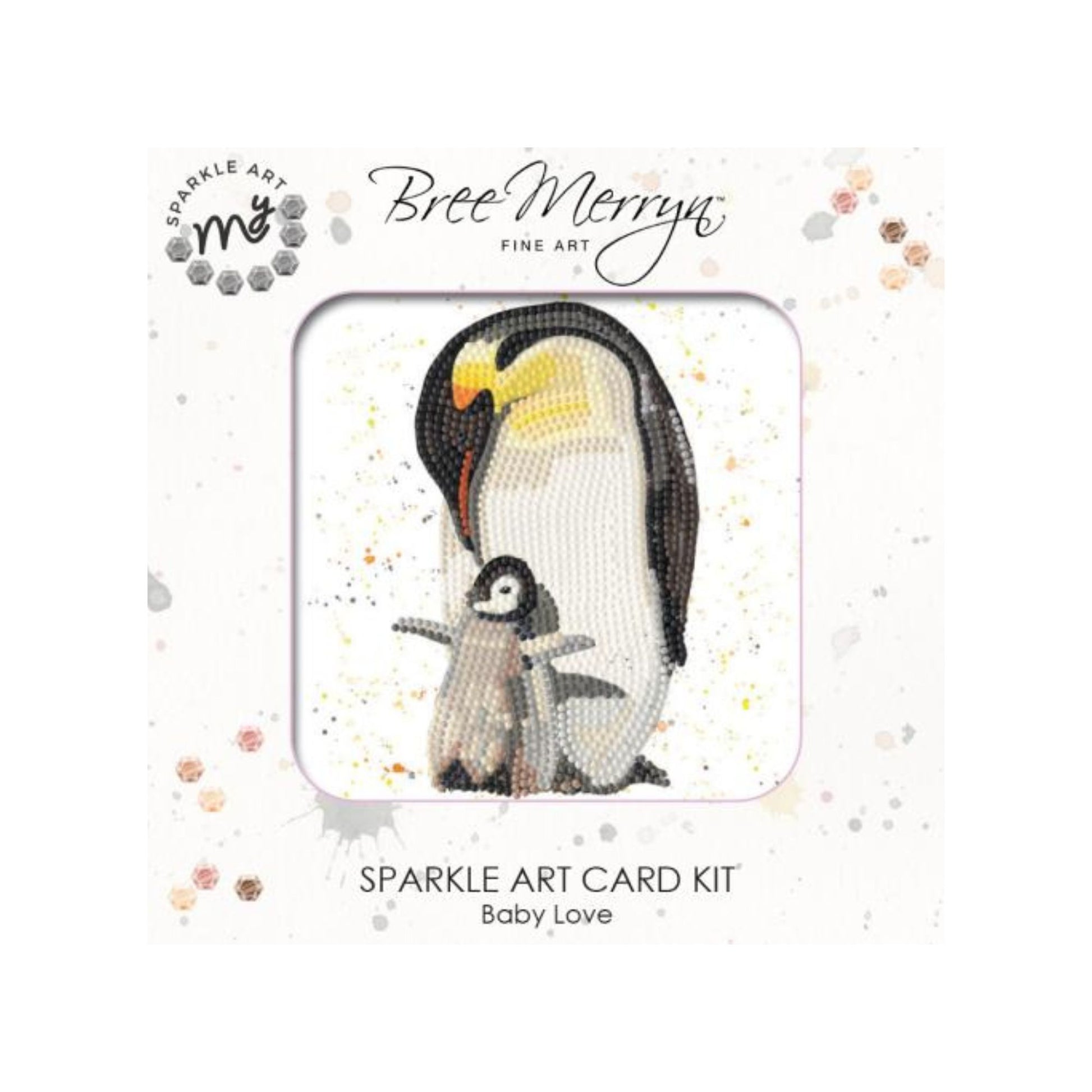 Adult and baby penguin diamond art card kit by Bree Merryn.