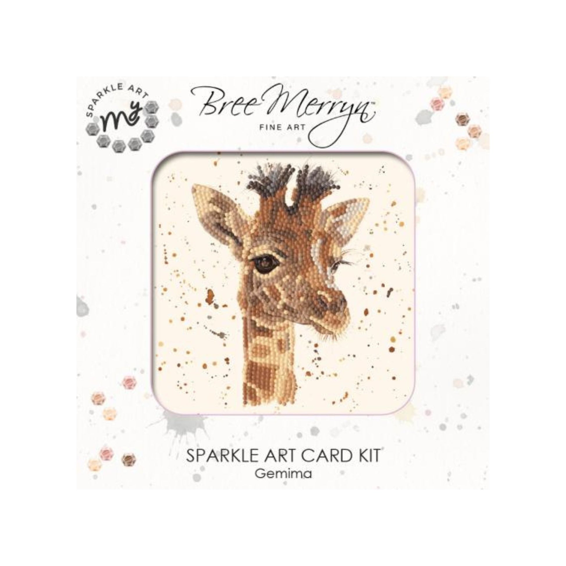 A giraffe diamond art card kit by Bree Merryn.