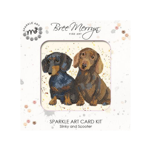 Two sausage dogs diamond art card kit by Bree Merryn.