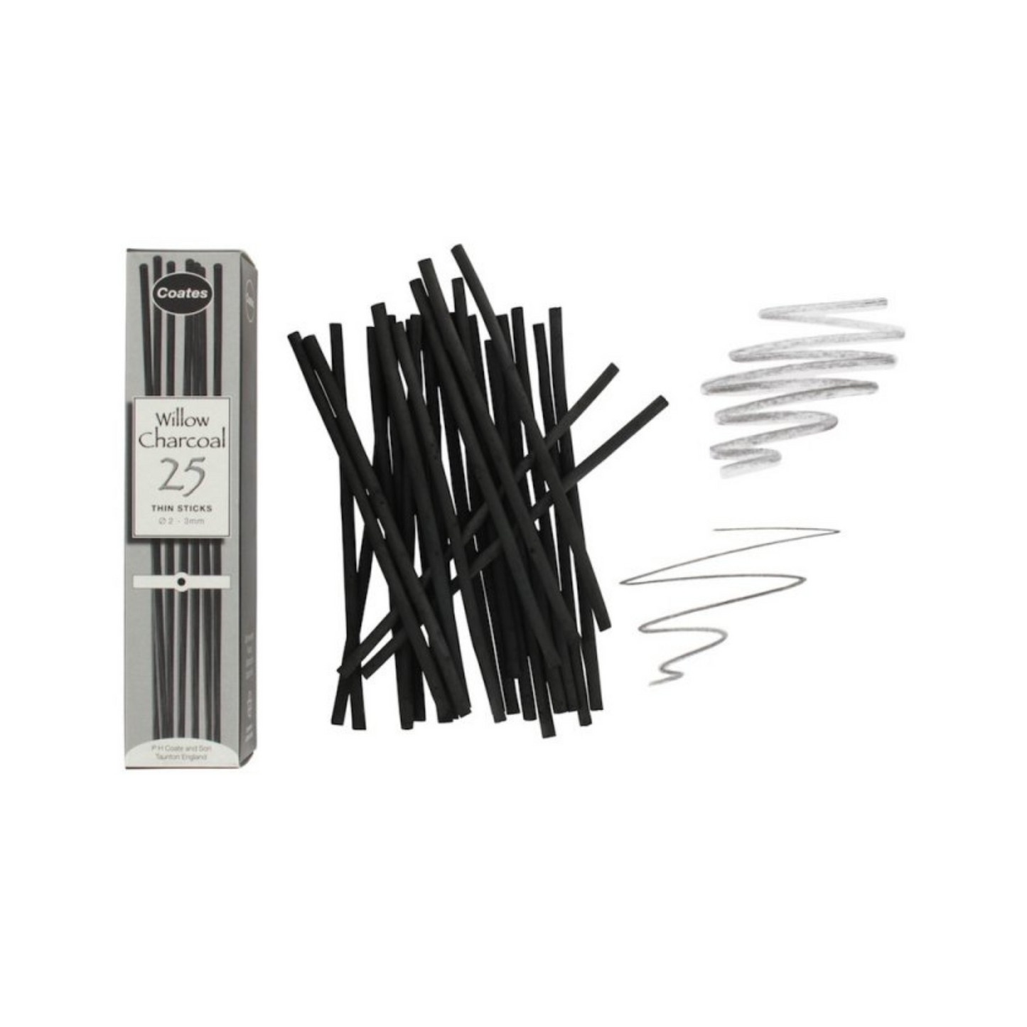 Willow Charcoal - 25 thin sticks
