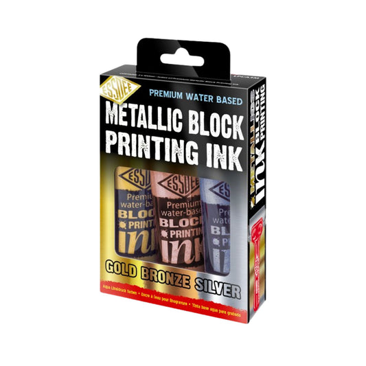 Metallic Block Printing Ink in package - Gold, Bronze, Silver
