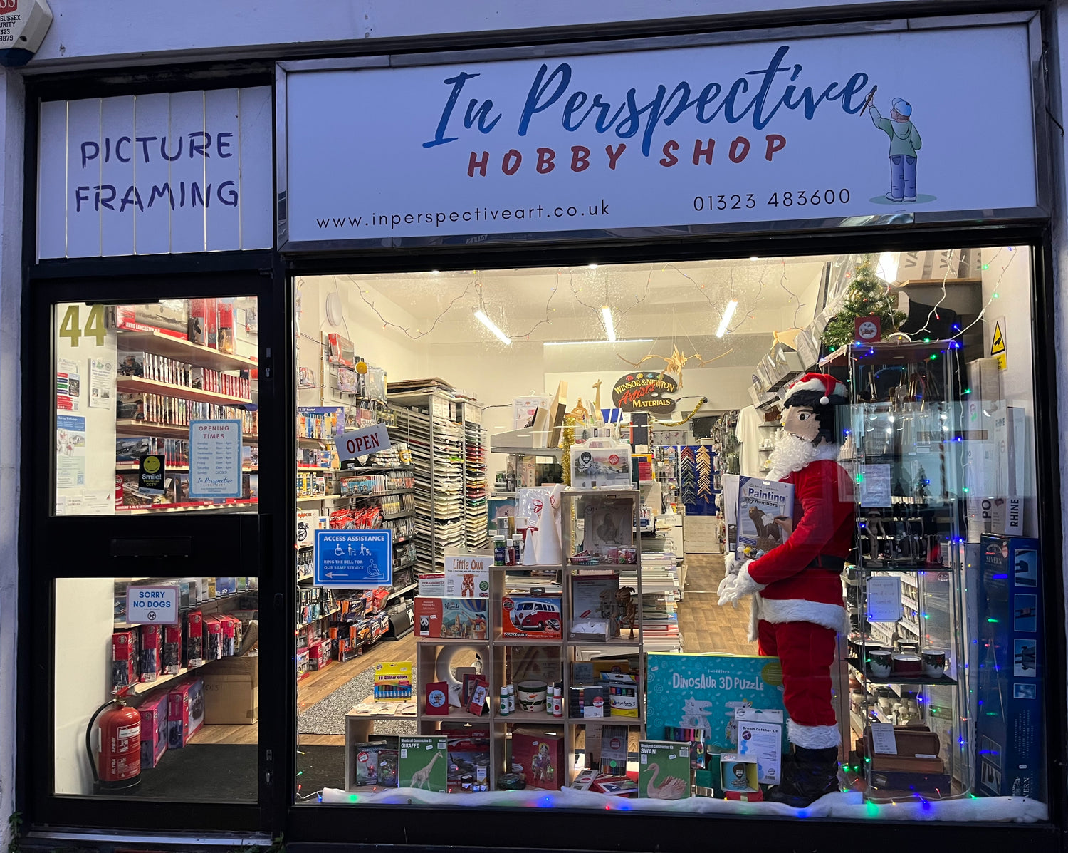 In Perspective hobby shop in Polegate shop window at Christmas