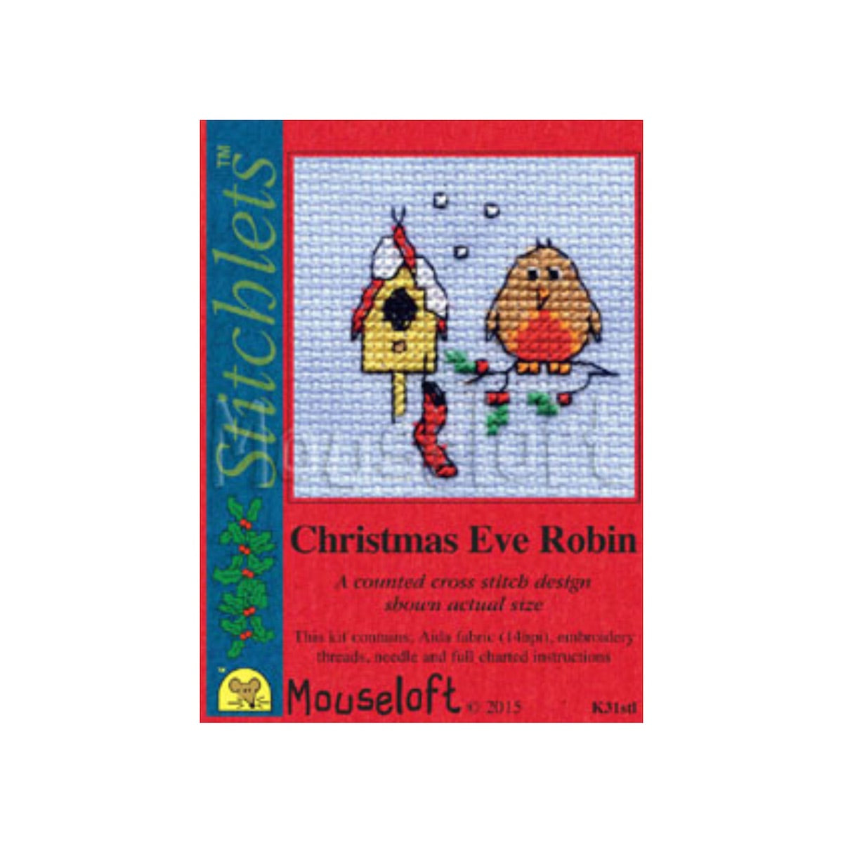 Stitchlets Christmas Eve Robin Cross Stitch Kit