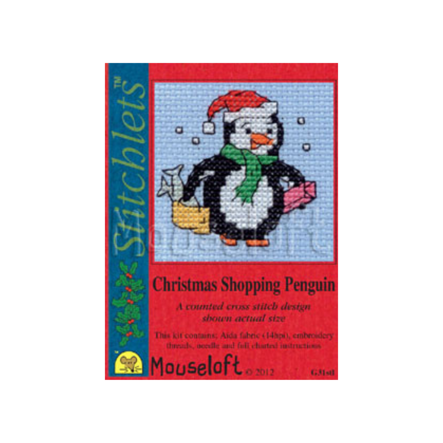 Stitchlets Christmas Shopping Penguin Cross Stitch Kit
