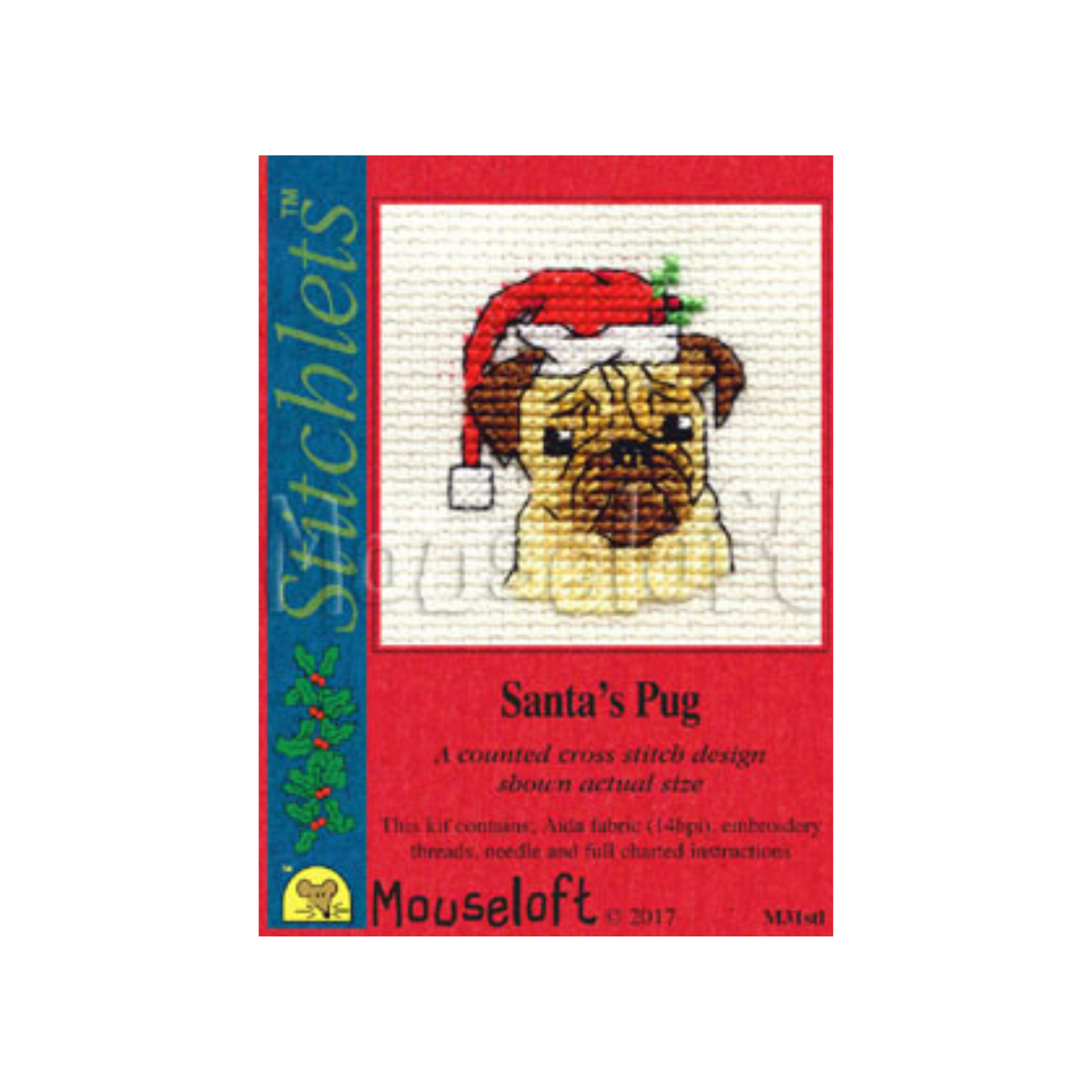 Stitchlets Santas Pug Cross Stitch Kit
