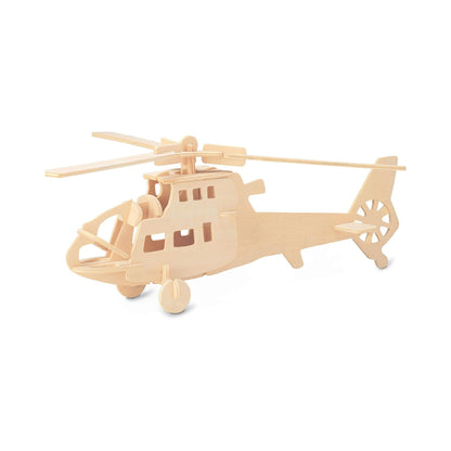 Helicopter wooden model built from woodcraft construction kit