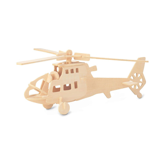 Helicopter wooden model built from woodcraft construction kit