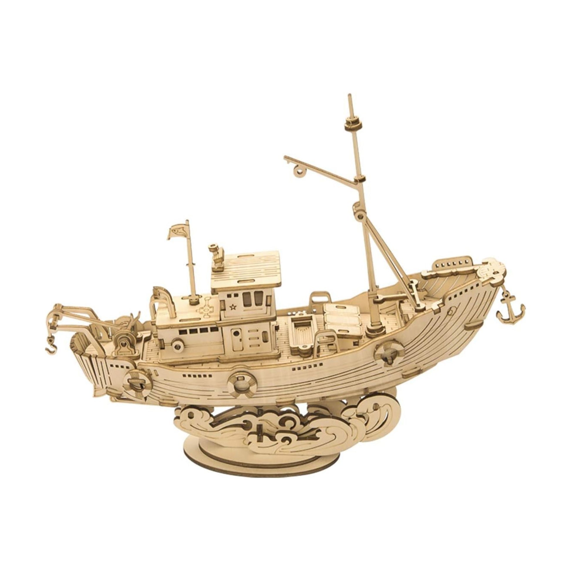 Rolife 3D wooden puzzle fishing ship completed model