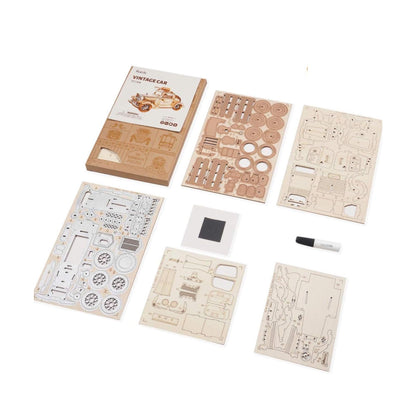 Rolife 3D wooden puzzle vintage car what's inside
