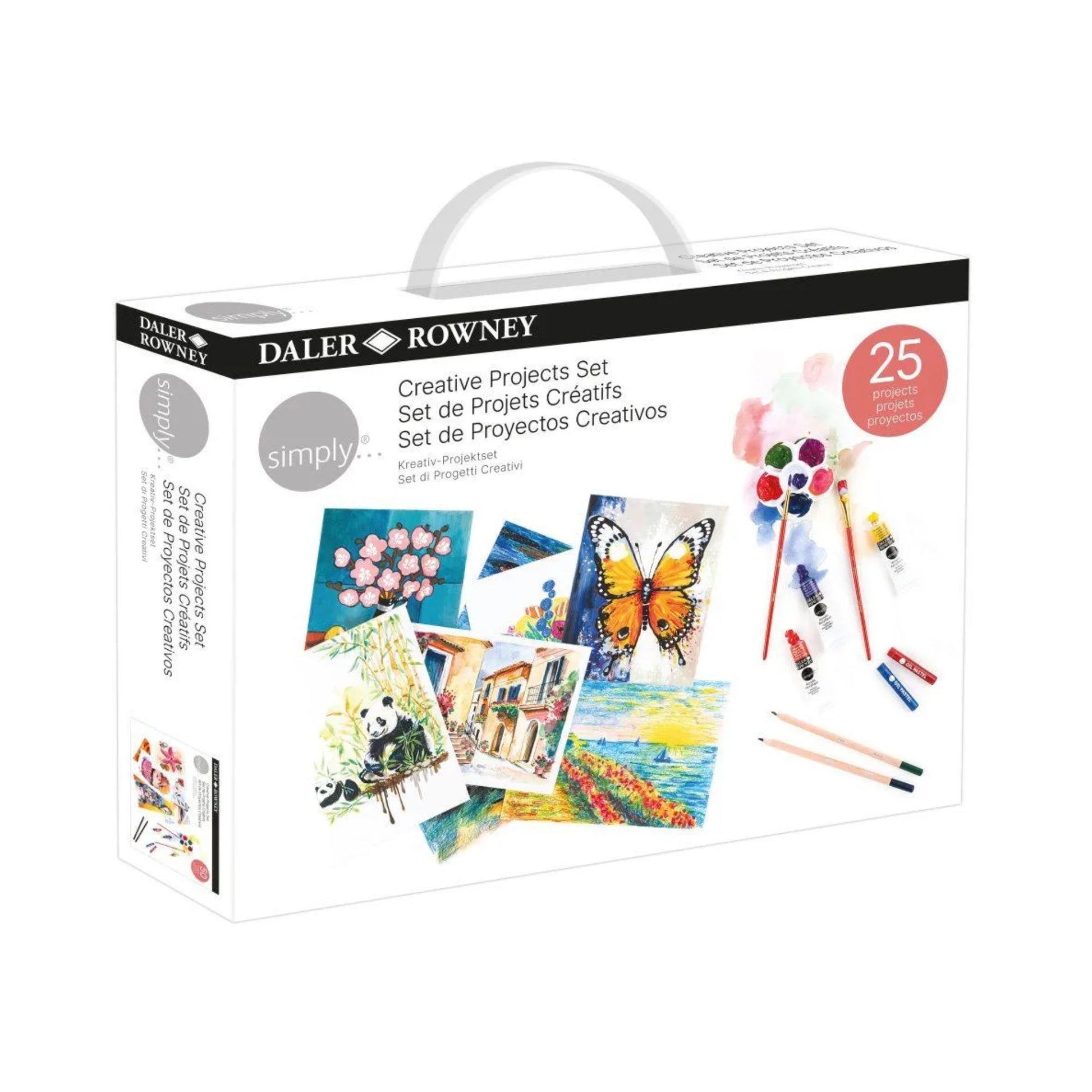 25 creative art projects with al the  instructions and materials you need. 