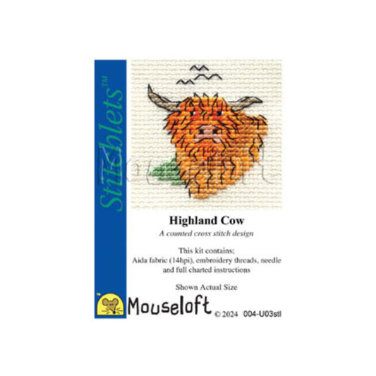 Stitchlets Highland Cow Mini Cross Stitch Kit