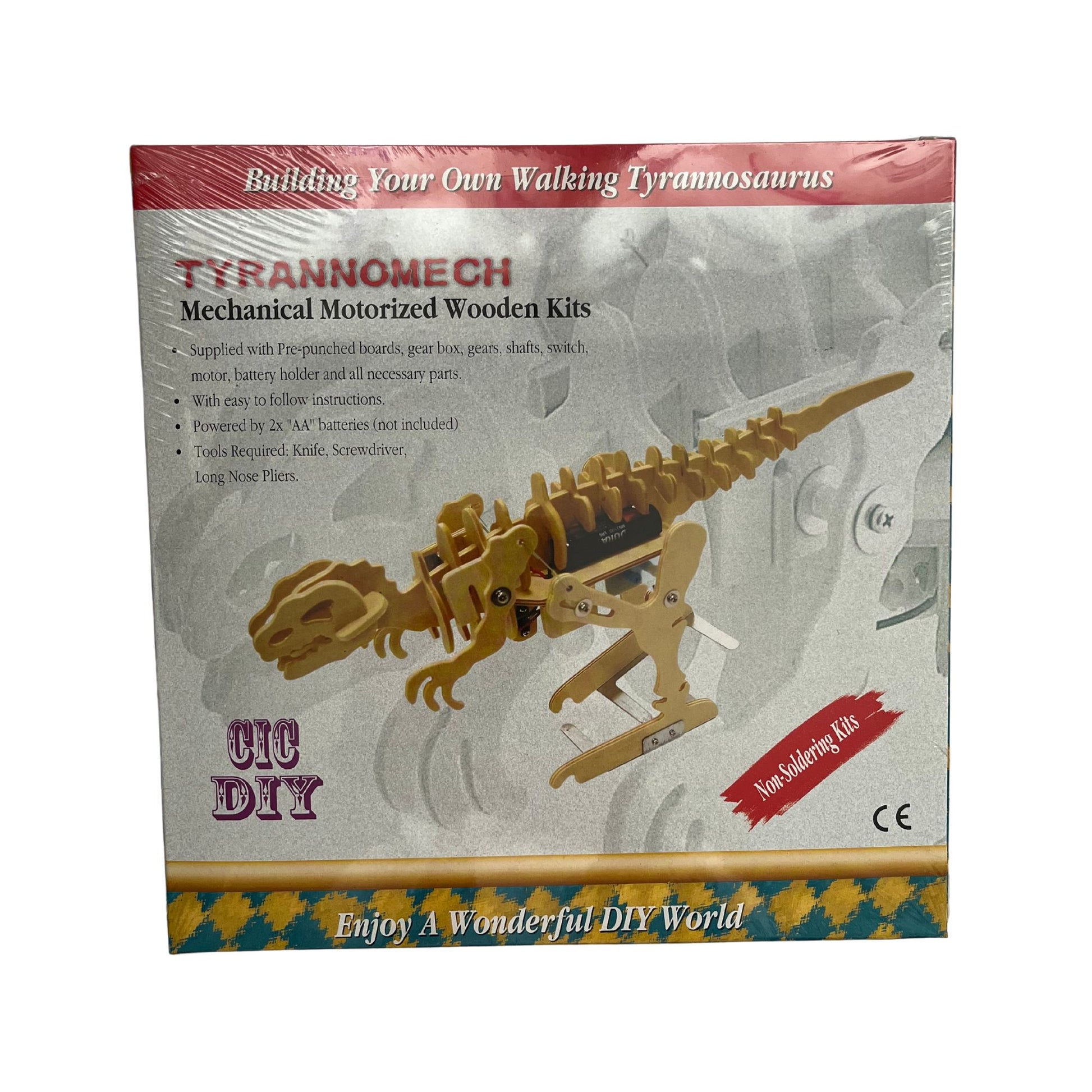 Hobby's tyrannomech mechanical motorized wooden model dinosaur kit