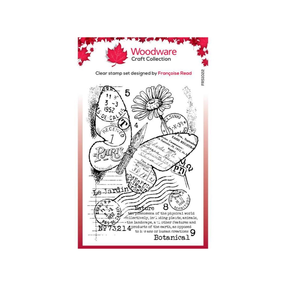 woodware paper nib butterfly stamp